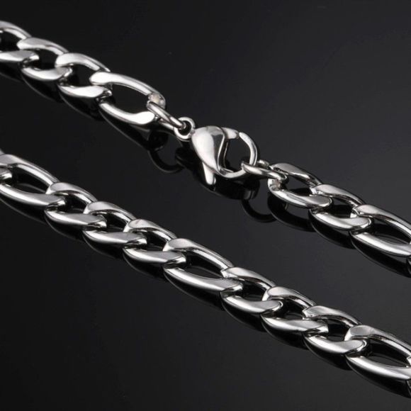 Minimalist Mens 5mm Silver Figaro Chain Necklace Womens Necklace Choker Chain - Picture 4 of 4